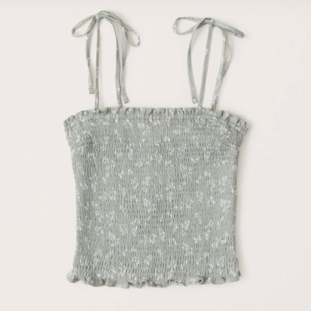 Abercrombie & Fitch | Sage Green Floral Tie-Strap Smocked Cami